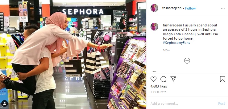 User-generated content tagging Sephora and using their promotional hashtag, #SephoramyFans