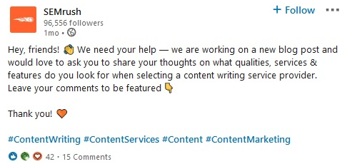 content specific hashtags on LinkedIn