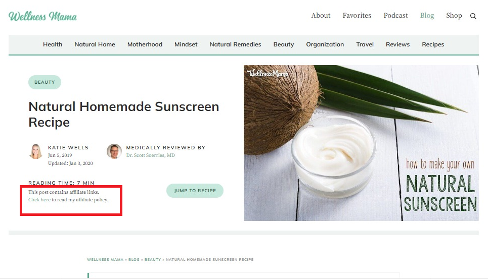 Promoting affiliate links in blogs