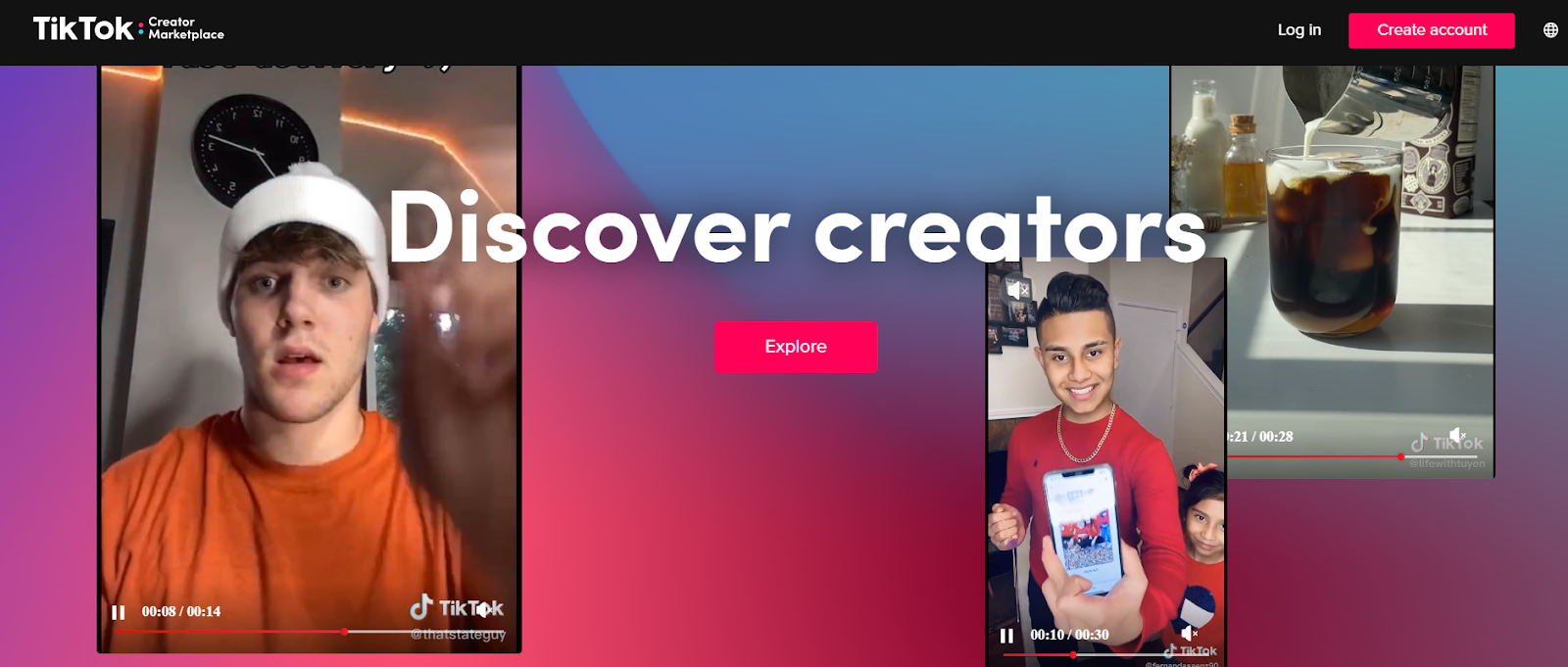 TikTok Creator Marketplace homepage